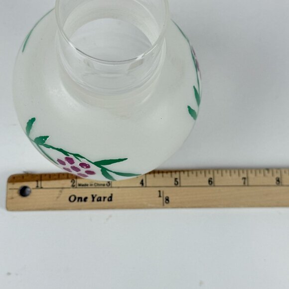 Vintage Frosted Glass Hurricane Lamp Chimney Shade w Leaf Grapes Design - Picture 8 of 8
